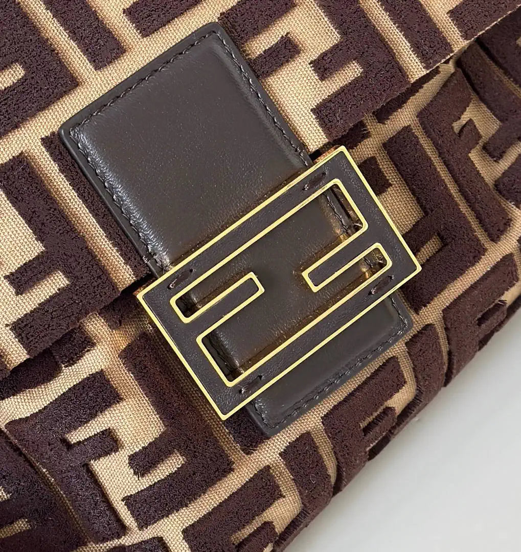Fendi 8BR833AQ0DF1SK5 Mamma Baguette Medium  Dark Brown FF flocked bag - Default Title - View 4