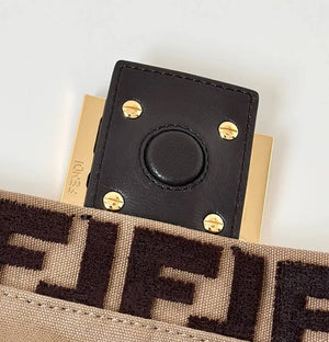 Fendi 8BR833AQ0DF1SK5 Mamma Baguette Medium  Dark Brown FF flocked bag - Default Title - View 5