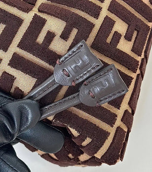 Fendi 8BR833AQ0DF1SK5 Mamma Baguette Medium  Dark Brown FF flocked bag - Default Title - View 8