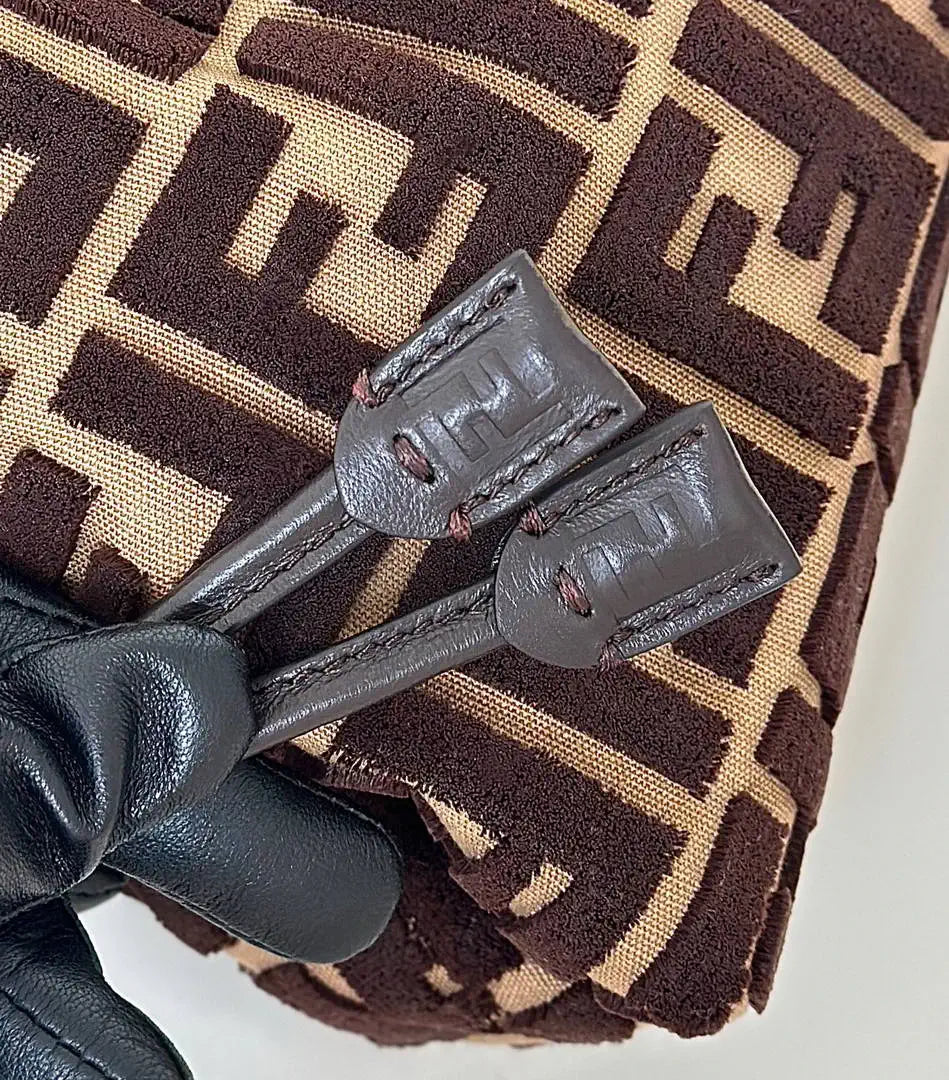 Fendi 8BR833AQ0DF1SK5 Mamma Baguette Medium  Dark Brown FF flocked bag - Default Title - View 8
