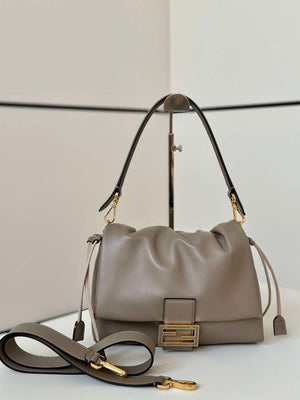 Fendi 8BR833AQ0DF1SK5 Mamma Baguette Medium Dove grey nappa leather bag 8677M - Default Title - View 2