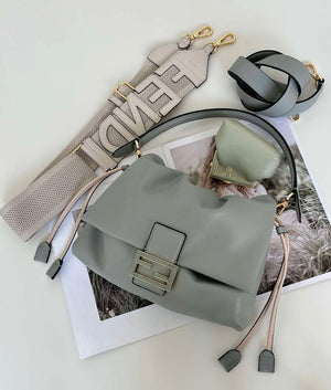 Fendi 8BR833AQ0DF1SK5 Mamma Baguette Medium Matcha green nappa leather bag 8677M - Default Title - View 1