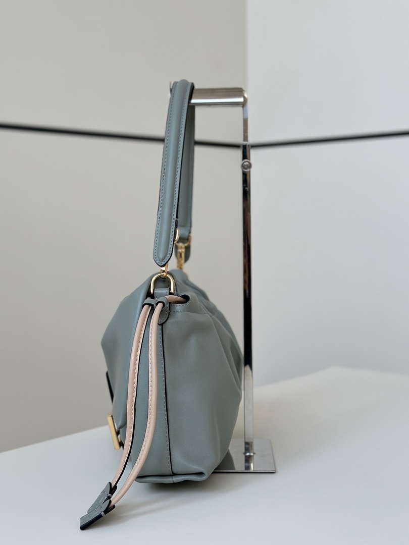 Fendi 8BR833AQ0DF1SK5 Mamma Baguette Medium Matcha green nappa leather bag 8677M