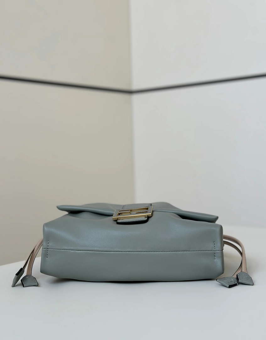 Fendi 8BR833AQ0DF1SK5 Mamma Baguette Medium Matcha green nappa leather bag 8677M - Default Title - View 5