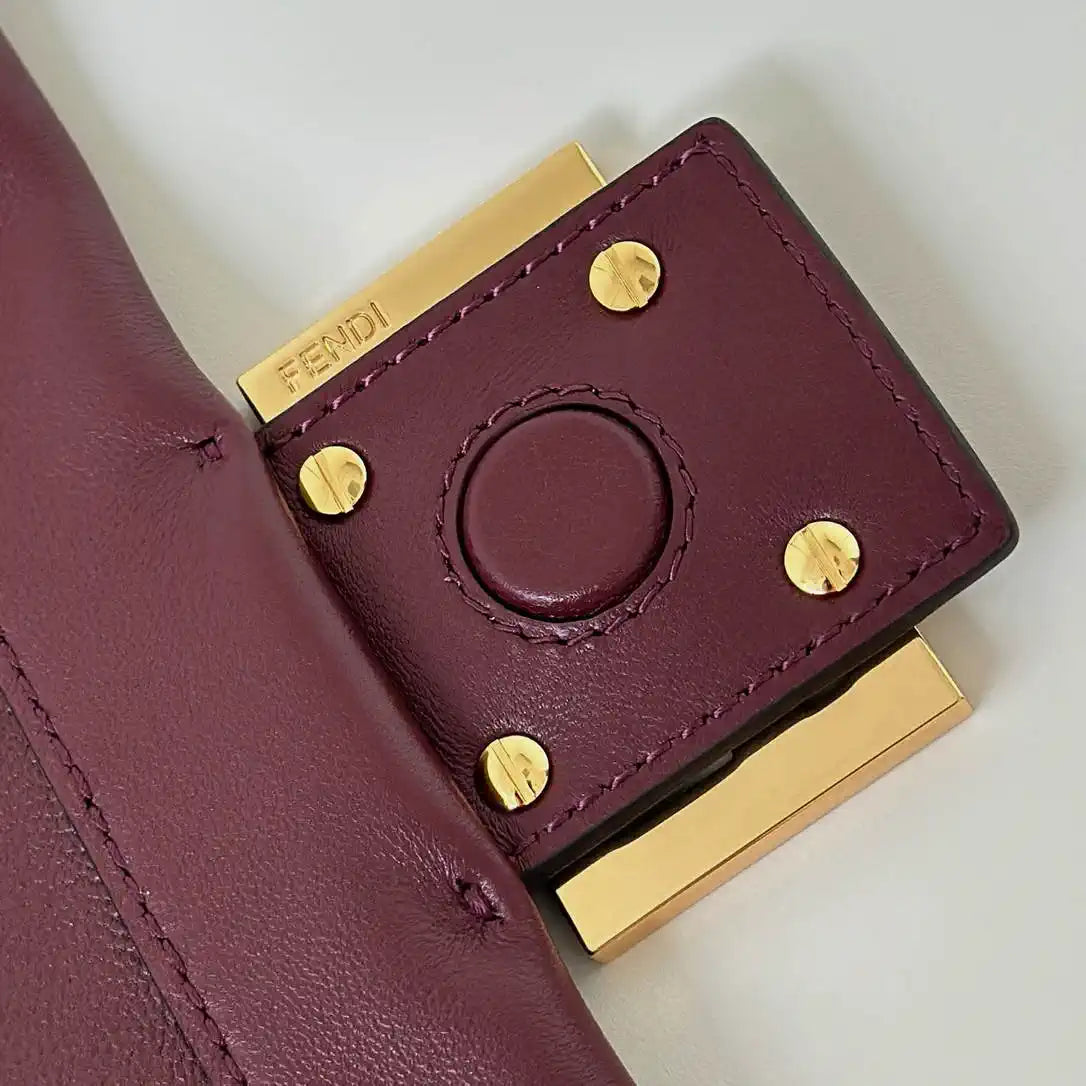 Fendi 8BR833AQ0DF1SK5 Mamma Baguette Medium Wine Red nappa leather bag 8677M