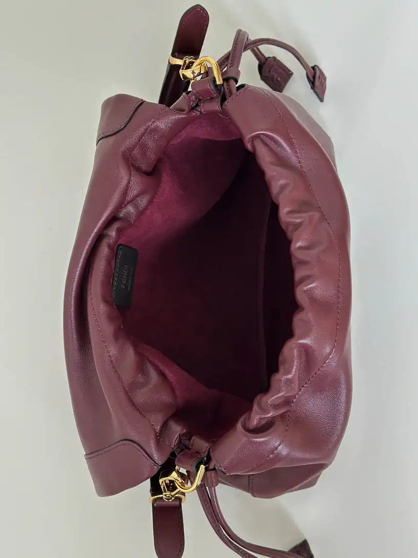 Fendi 8BR833AQ0DF1SK5 Mamma Baguette Medium Wine Red nappa leather bag 8677M