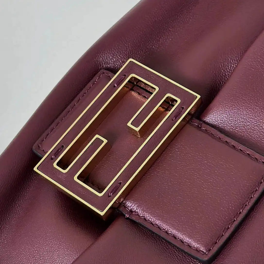 Fendi 8BR833AQ0DF1SK5 Mamma Baguette Medium Wine Red nappa leather bag 8677M