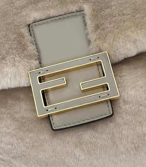 Fendi 8BR833AYCUF0NGA Mamma Baguette Medium Beige shearling bag 8693L - Default Title - View 3