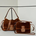 Fendi 8BR833AYCUF0NGA Mamma Baguette Medium Brown shearling bag 8693L - Default Title - View 1