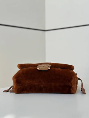 Fendi 8BR833AYCUF0NGA Mamma Baguette Medium Brown shearling bag 8693L - Default Title - View 4
