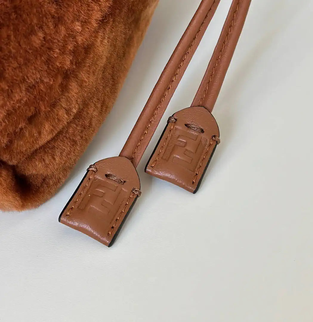 Fendi 8BR833AYCUF0NGA Mamma Baguette Medium Brown shearling bag 8693L - Default Title - View 5