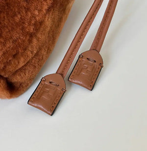 Fendi 8BR833AYCUF0NGA Mamma Baguette Medium Brown shearling bag 8693L - Default Title - View 5