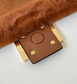 Fendi 8BR833AYCUF0NGA Mamma Baguette Medium Brown shearling bag 8693L - Default Title - View 6