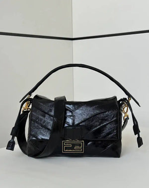 Fendi 8BR834 Mamma Baguette Large Black eel skin leather bag 8677AL - Default Title - View 2