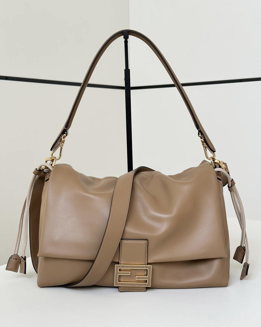 Fendi 8BR834 Mamma Baguette Large Cappuccino  nappa leather bag 8677L