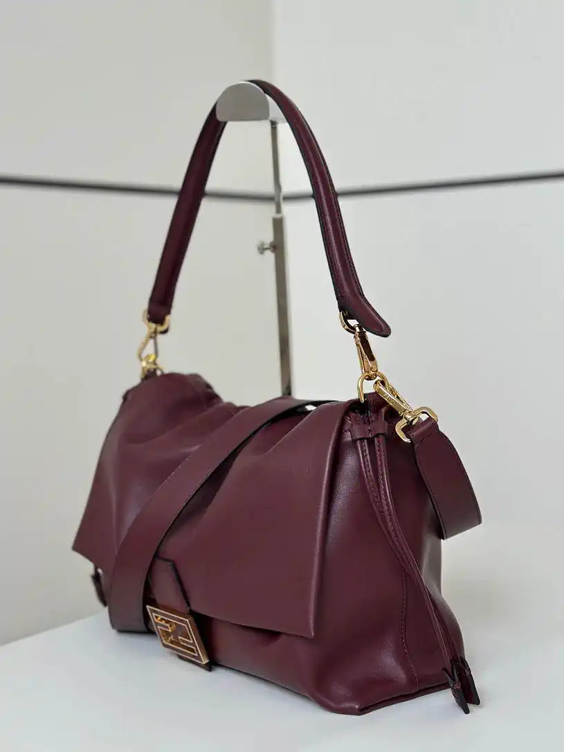 Fendi 8BR834 Mamma Baguette Large Wine Red nappa leather bag 8677L