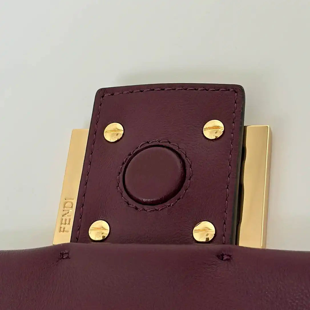 Fendi 8BR834 Mamma Baguette Large Wine Red nappa leather bag 8677L