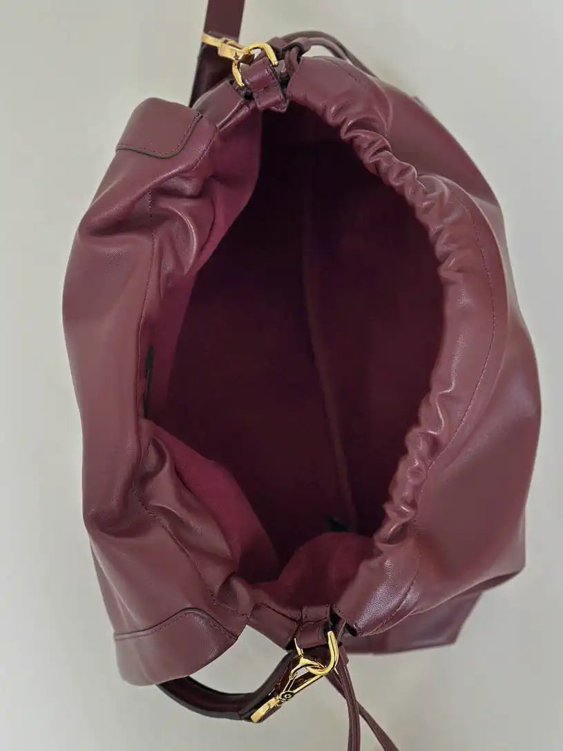 Fendi 8BR834 Mamma Baguette Large Wine Red nappa leather bag 8677L