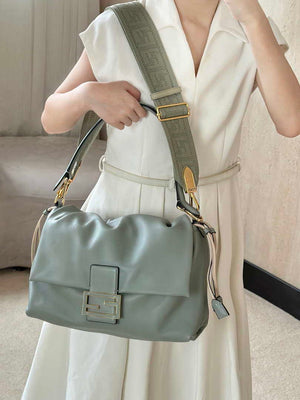 Fendi 8BR834AQ0DF0E65 Mamma Baguette Large Green nappa leather bag 8677L - Default Title - View 2