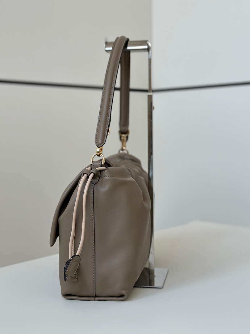 Fendi 8BR834AQ0DF0E65 Mamma Baguette Large Dove grey nappa leather bag 8677L