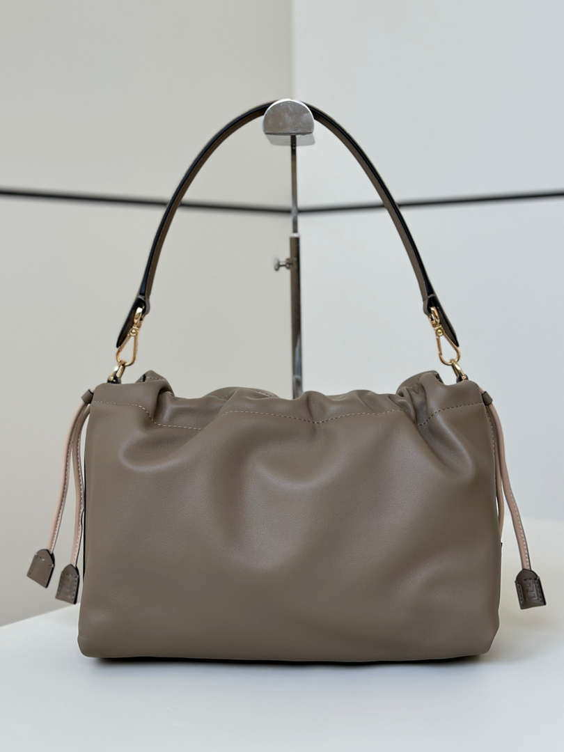 Fendi 8BR834AQ0DF0E65 Mamma Baguette Large Dove grey nappa leather bag 8677L - Default Title - View 4