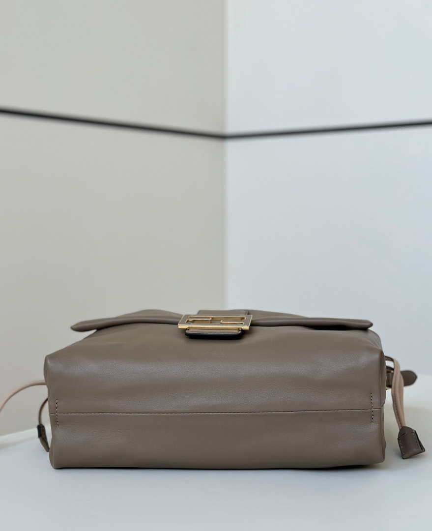 Fendi 8BR834AQ0DF0E65 Mamma Baguette Large Dove grey nappa leather bag 8677L - Default Title - View 5