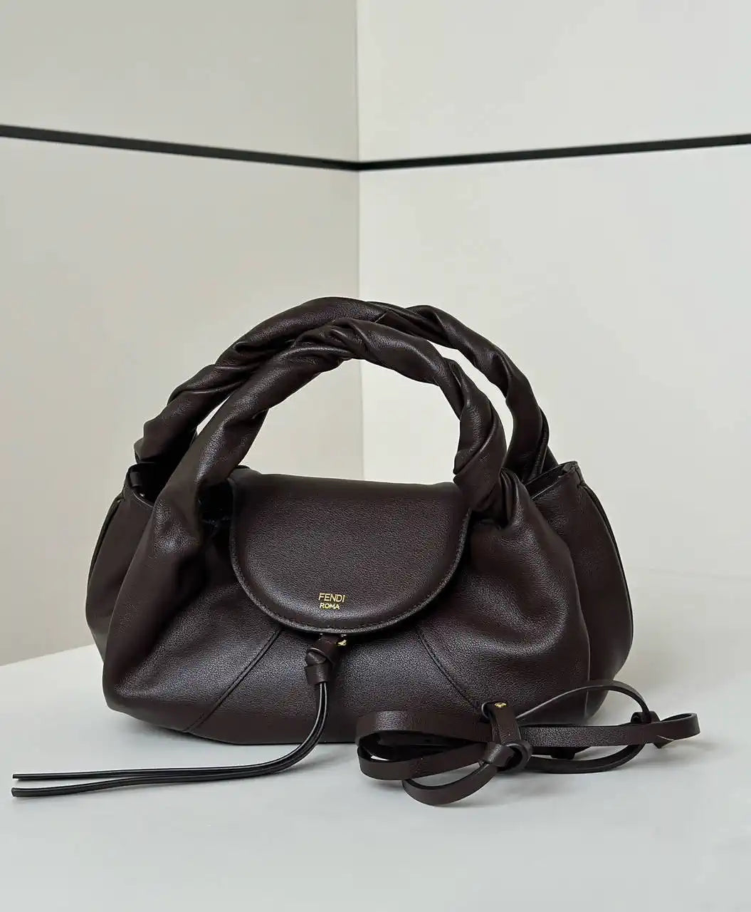 Fendi 8BR838 Fendi Spy Small Dark brown leather bag