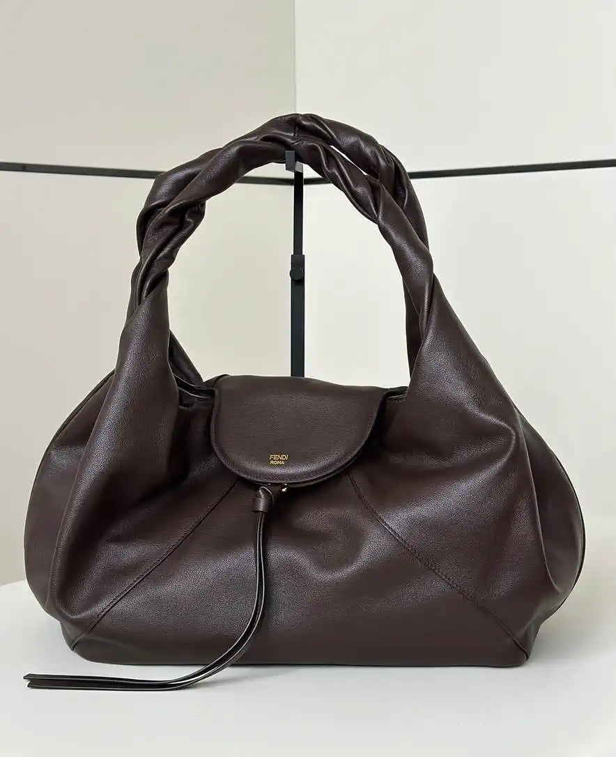 Fendi 8BR839 Fendi Large Spy Dark Brown leather bag