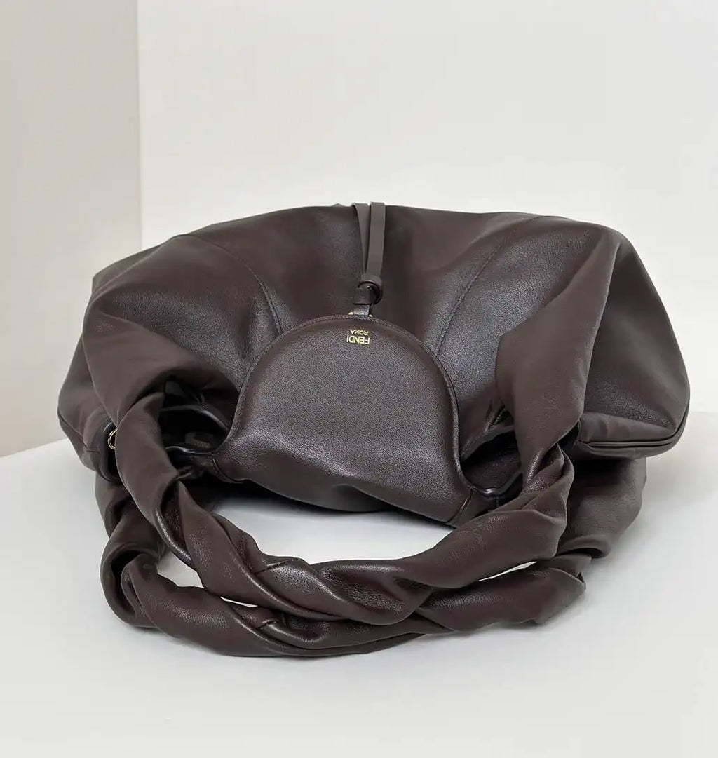 Fendi 8BR839 Fendi Large Spy Dark Brown leather bag