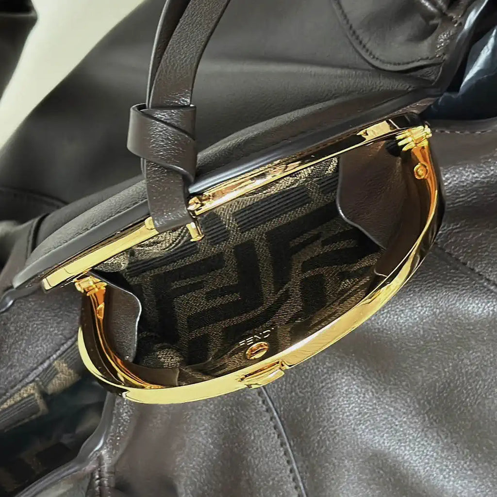 Fendi 8BR839 Fendi Large Spy Dark Brown leather bag
