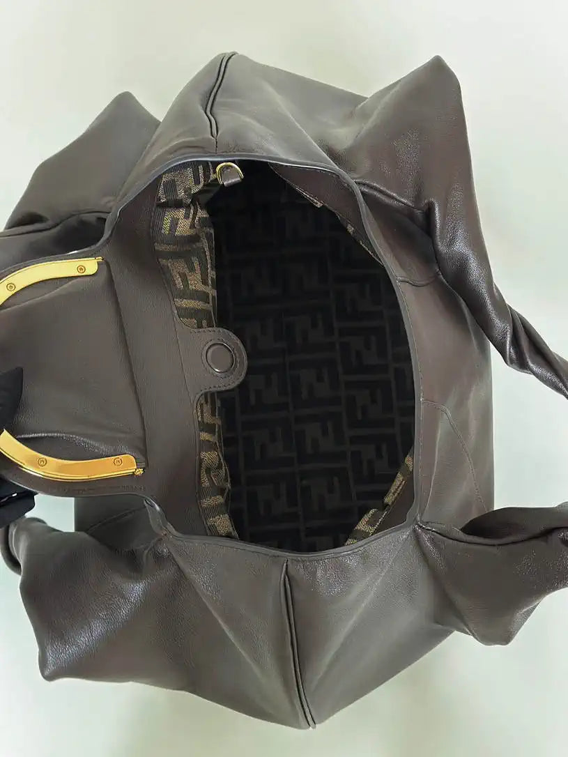 Fendi 8BR839 Fendi Large Spy Dark Brown leather bag