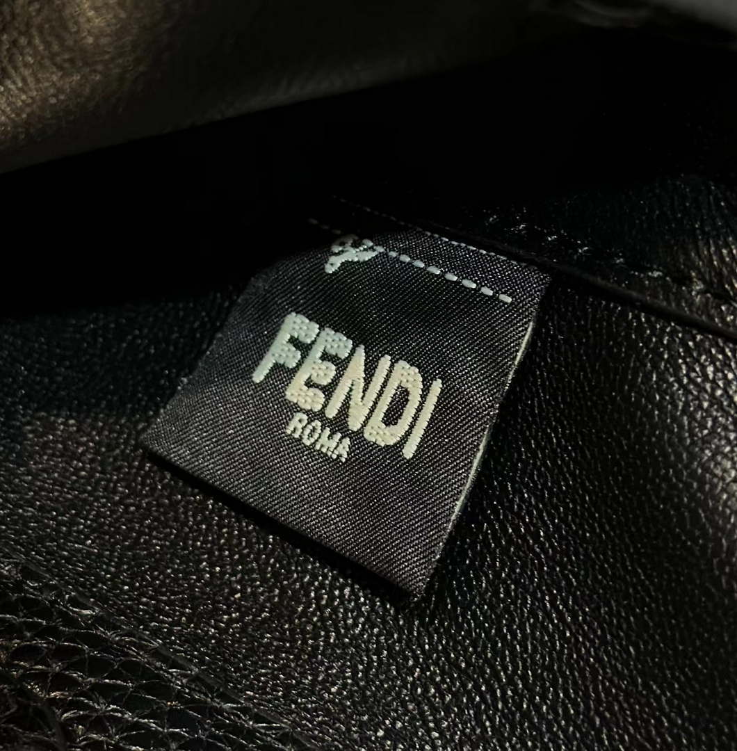 Fendi 8BS017 Baguette Mini Black Selleria bag with 309 hand-sewn Tpstitches 8610S