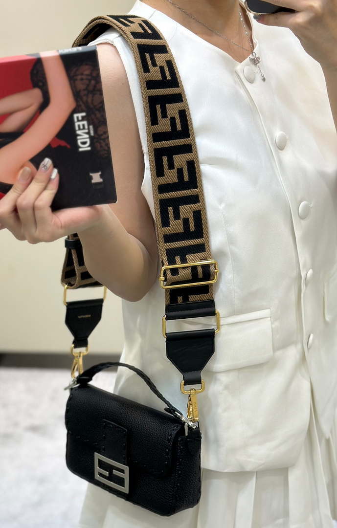 Fendi 8BS017 Baguette Mini Black Selleria bag with 309 hand-sewn Tpstitches 8610S - Default Title - View 6