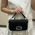 Fendi 8BS017 Baguette Mini Black Selleria bag with 309 hand-sewn Tpstitches 8610S - Default Title - View 1