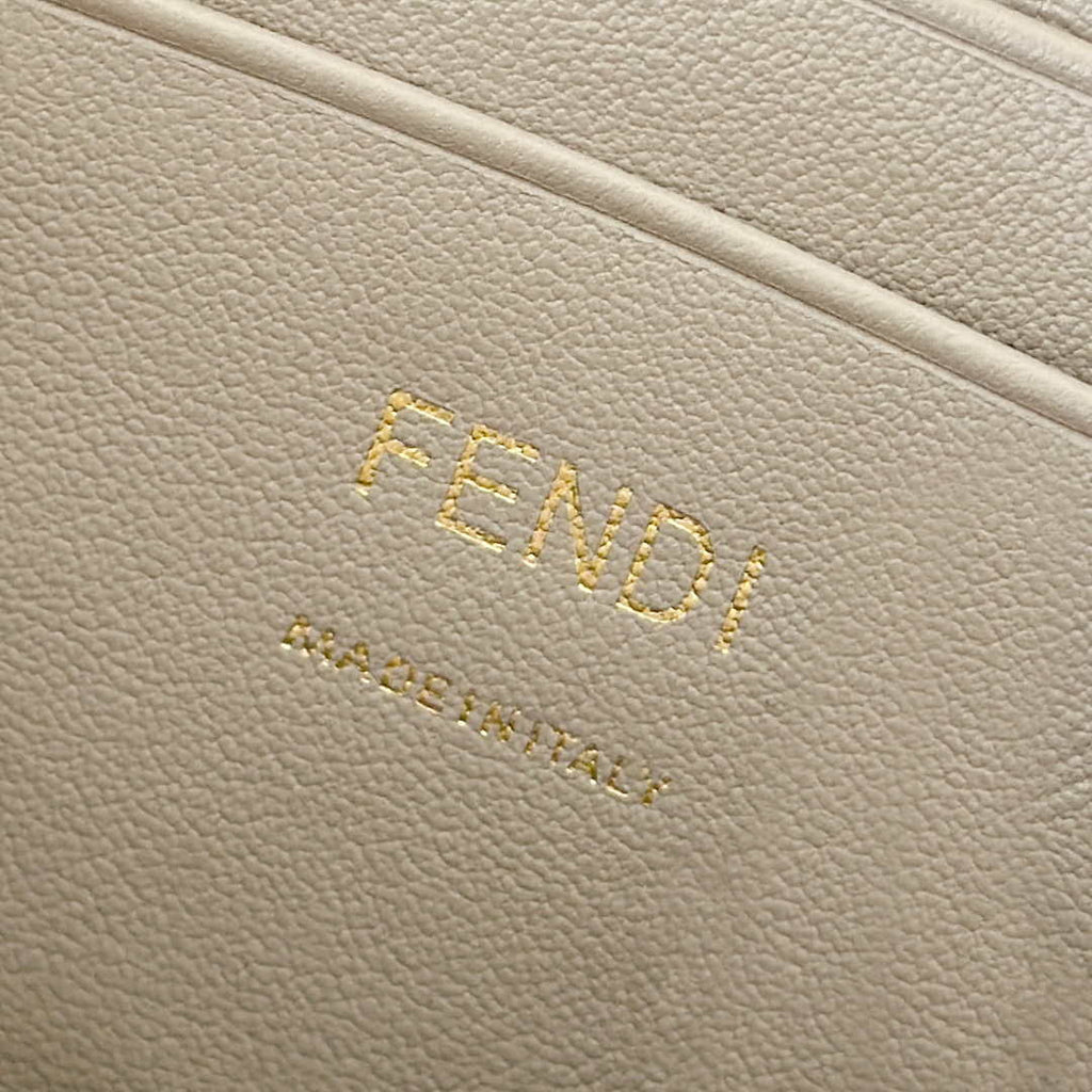 Fendi 8BS017  Baguette Mini Dove Gray denim-effect FF jacquard bag