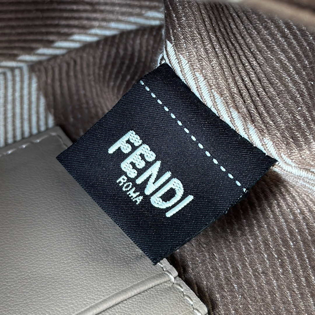 Fendi 8BS017  Baguette Mini Dove Gray denim-effect FF jacquard bag