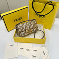 Fendi 8BS017  Baguette Mini Apricot denim-effect FF jacquard bag - Default Title - View 1