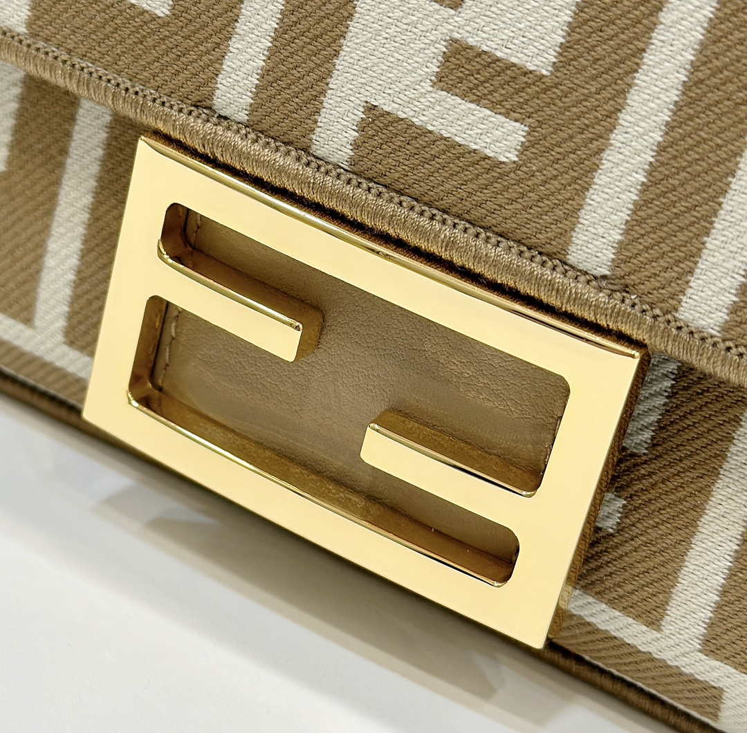 Fendi 8BS017  Baguette Mini Apricot denim-effect FF jacquard bag - Default Title - View 5