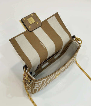 Fendi 8BS017  Baguette Mini Apricot denim-effect FF jacquard bag - Default Title - View 9