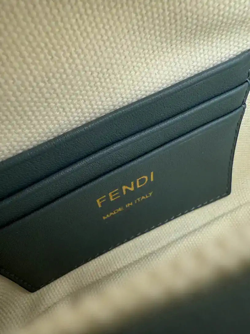 Fendi 8BS017  Baguette Mini  Blue & Brown denim-effect FF jacquard bag