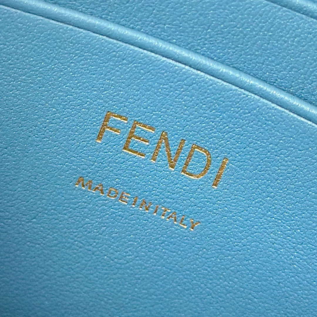Fendi 8BS017  Baguette Mini Blue denim-effect FF jacquard bag