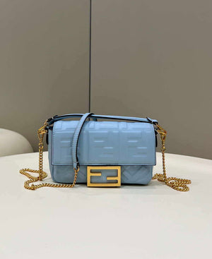 Fendi 8BS017 Baguette Mini Blue leather 0135 bag - Default Title - View 1