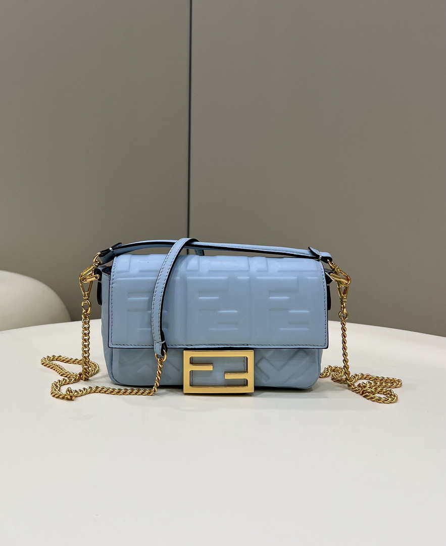 Fendi 8BS017 Baguette Mini Blue leather 0135 bag - Default Title - View 1