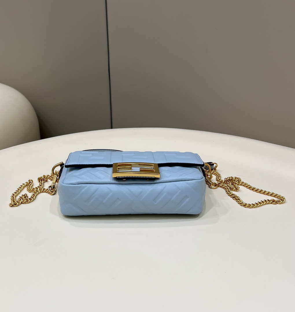 Fendi 8BS017 Baguette Mini Blue leather 0135 bag - Default Title - View 3