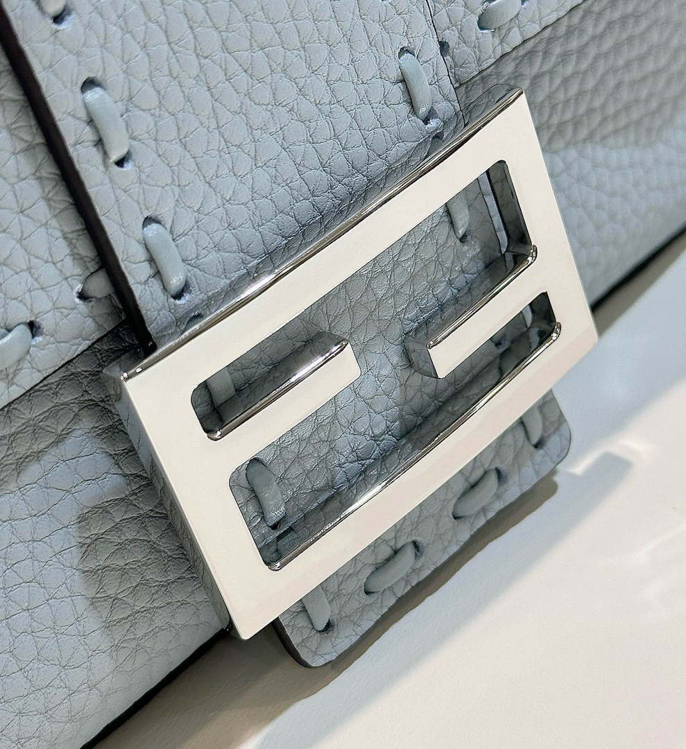 Fendi 8BS017 Baguette Mini Blue Selleria bag with 309 hand-sewn Tpstitches 8610S - Default Title - View 5