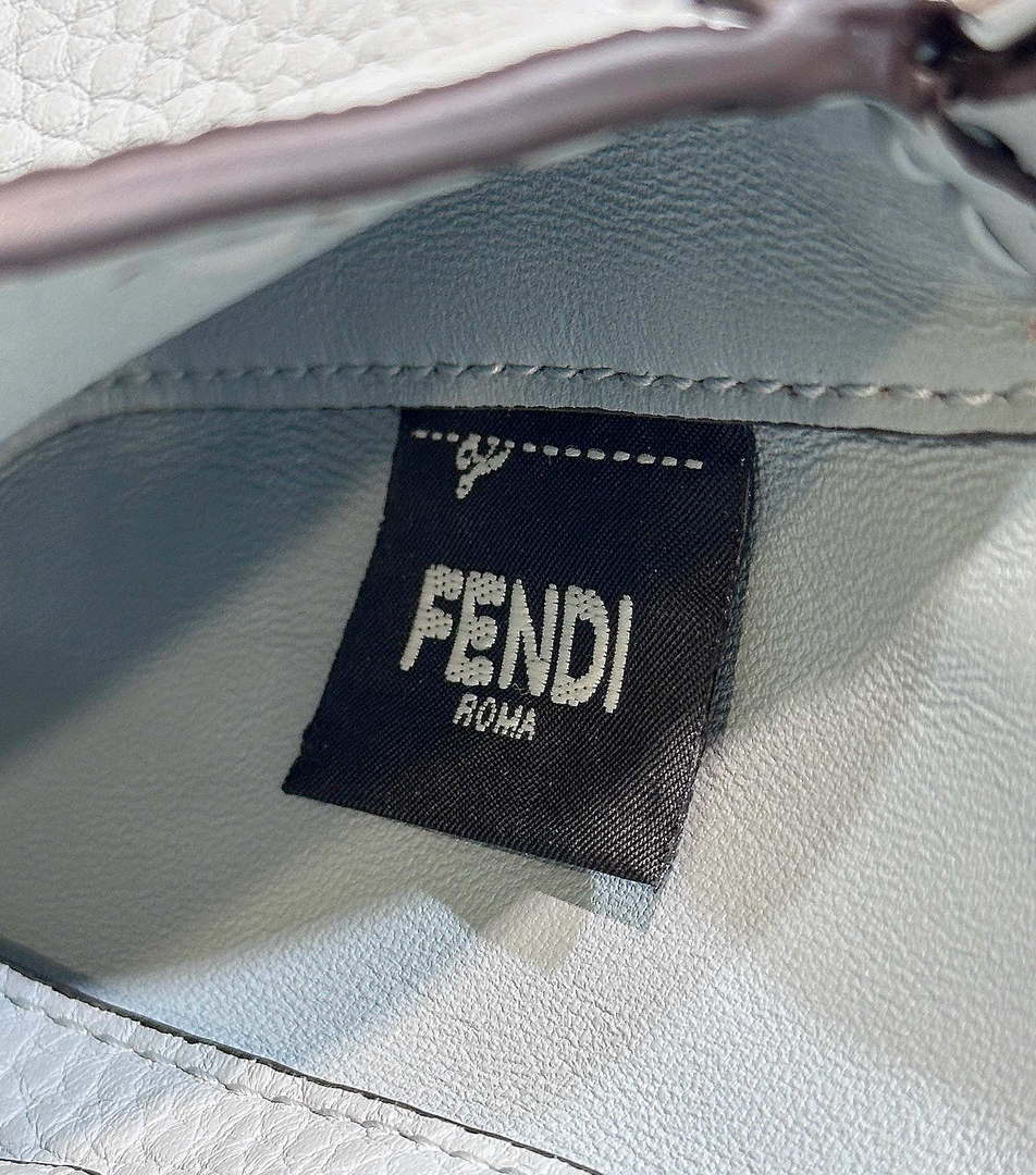 Fendi 8BS017 Baguette Mini Blue Selleria bag with 309 hand-sewn Tpstitches 8610S - Default Title - View 8