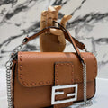 Fendi 8BS017 Baguette Mini Brown Selleria bag with 309 hand-sewn Tpstitches 8610S - Default Title - View 1