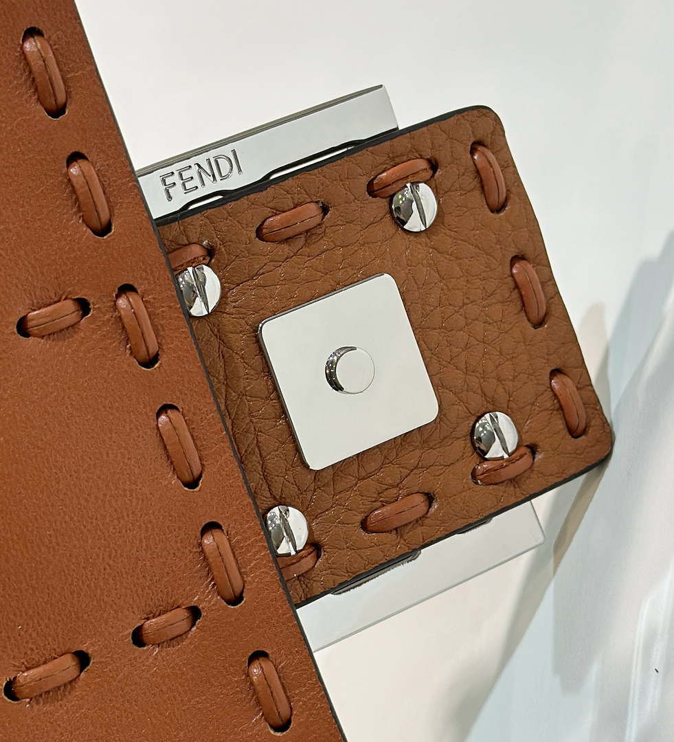 Fendi 8BS017 Baguette Mini Brown Selleria bag with 309 hand-sewn Tpstitches 8610S - Default Title - View 5