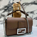 Fendi 8BS017 Baguette Mini Dark Brown Selleria bag with 309 hand-sewn Tpstitches 8610S - Default Title - View 1