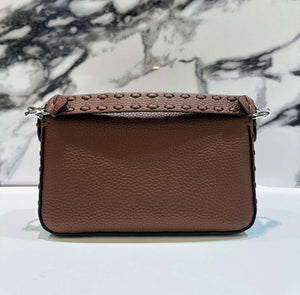 Fendi 8BS017 Baguette Mini Dark Brown Selleria bag with 309 hand-sewn Tpstitches 8610S - Default Title - View 3